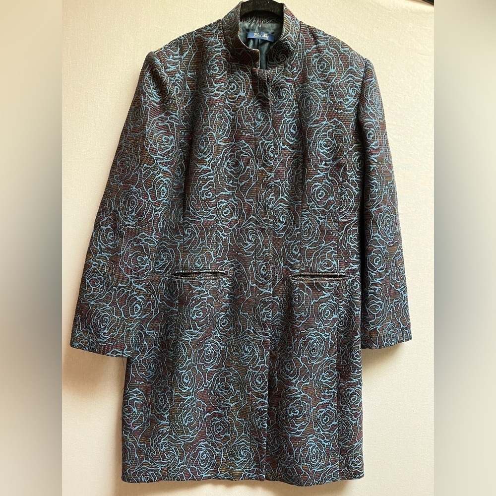 Blue Sky Multicolor Paisley Textured Blazer Jacket Sz L